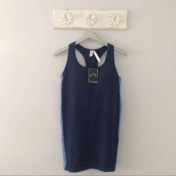 The Upside Blue Seamless Ribbed Raf Activewear Racerback Dress NEW - Picture 1 of 11